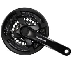 Crankstel 6/7/8 Speed Shimano Tourney FC-TY501 Met 175mm Crankarm 48 X 38 X 28T Met Kettingscherm - Zwart